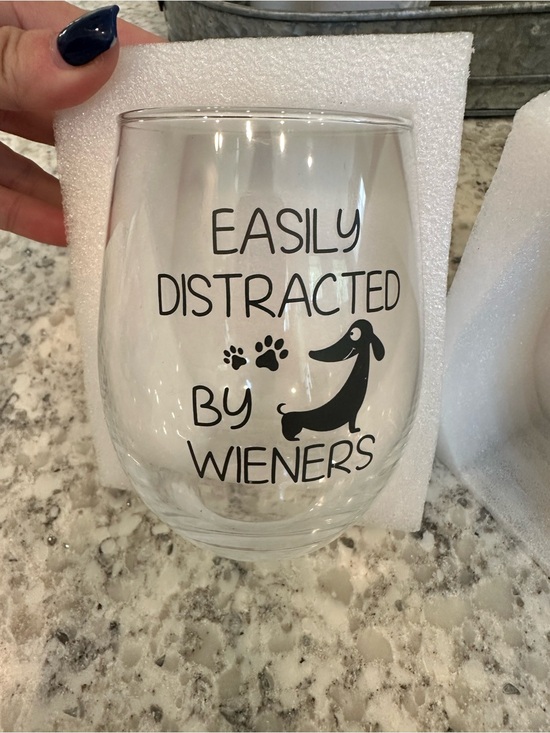 Other - Easily Distracted by Wieners Stemless Wine Glass